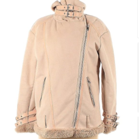 Romeo & Juliet Couture Sherpa Lined Faux Suede Moto Jacket